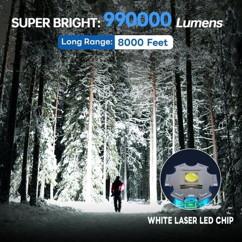 المصابيح الضوئية عالية اللمعة 990000 LED مصباح يدوي تكتيكي قابل لإعادة الشحن 3 أوضاع 3 أوضاع شحن سريع IPX6 مقاوم للماء سوبر سوداء سوداء يدويا للتخييم المشي لمسافات طويلة في الهواء الطلق والهدية in Saudi Arabia