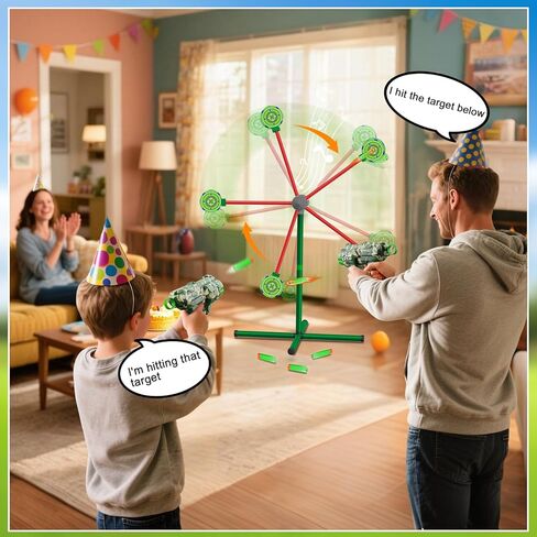 HLDYA Rocket Shooting Games Toys with Rotating Target 2 Toy Guns 20 Foam Darts Kids Outdoor Toys for Boys Age 5 6 7 8 9 10+ Year Old Compatible with Nerf Guns in Kuwait