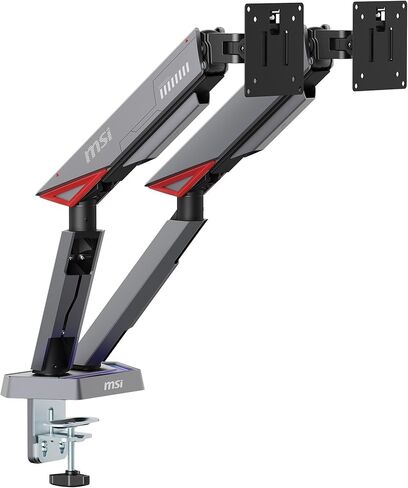 MSI MPG MT161DR - Premium RGB Dual Monitor Stand Arms ، 17-38 "دعم ، متوافق مع VESA ، قابلة للتعديل بمساعدة الزنبرك ، 35.2 رطل لكل سعة الشاشة ، المشبك والجروم ، لوحة التحرير السريعة - الأسود in Saudi Arabia