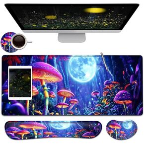 Large Mouse Pad + Keyboard Wrist Rest Set, Extended Gaming Mousepad (31.5X11.8 inch) with Non-Slip Rubber, Ergonomics Memory Foam Mouse Wrist Rest Support, Cute Penguin, White XXL Desk Pad in Saudi Arabia