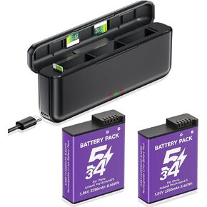 Palogreen Osmo Action Extreme Battery Plus 2-Pack (2250 MAH) توافق DJI Osmo 360 ، Osmo Action 5 Pro ، Osmo Action 4 ، Osmo Action 3 مع شاحن سريع ثلاثي القنوات in Kuwait