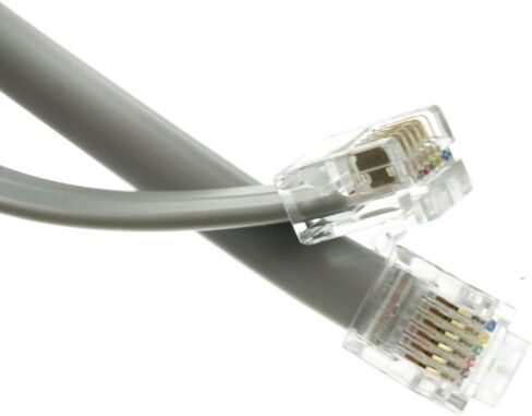 25 feet Telephone Cord (Data), RJ12 Gold Plated Connectors, 6P / 6C, Silver Satin, 28AWG, Straight, RJ12 Phone Cable, CableWholesale in Kuwait