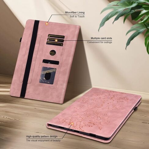 Case for iPad 9th Generation (2021) / 8th Generation (2020) / 7th Gen (2019) 10.2 Inch, Auto Wake/Sleep Slim PU Leather Folio Cover with Multi-Angle Stand and Pen Holder, Pink in Saudi Arabia