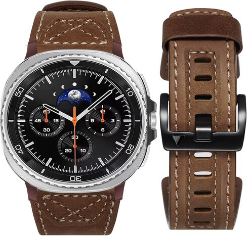 Leather Band Compatible SAMSUNG Galaxy Watch 8 40mm 44mm/8 Classic 46mm Watch Bands 2025, Top Genuine Leather Watch Straps Wristband for Men and Women in Kuwait