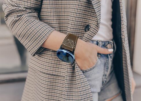 Leather Band Compatible SAMSUNG Galaxy Watch 8 40mm 44mm/8 Classic 46mm Watch Bands 2025, Top Genuine Leather Watch Straps Wristband for Men and Women in Kuwait