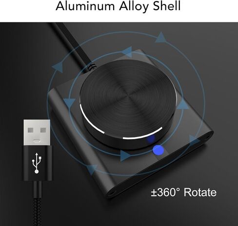 Volume Control Knob, USB Volume Knob Multimedia Controller, PC External Media Adjustment Controller with 1 Key Mute Function Plug and Play Support for 7 8 10 11 Vista in Saudi Arabia