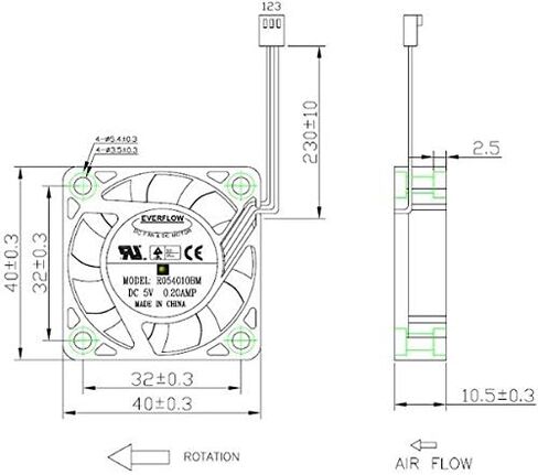 Everflow 40x40x10mm Ball Ball Bearing 5 Volt Fan R054010BM سرعة متوسطة in Saudi Arabia
