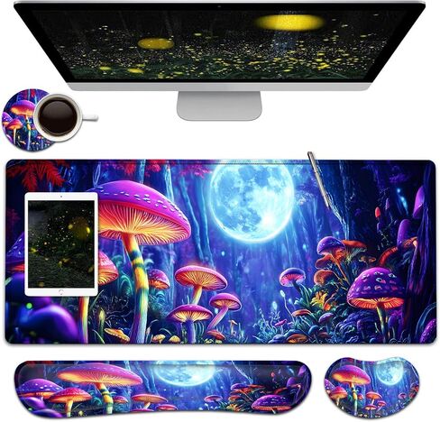 Large Mouse Pad + Keyboard Wrist Rest Set, Extended Gaming Mousepad (31.5X11.8 inch) with Non-Slip Rubber, Ergonomics Memory Foam Mouse Wrist Rest Support, Cute Penguin, White XXL Desk Pad in Saudi Arabia