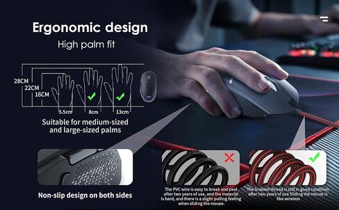 CYD C306 Wired Mouse for Gaming, Computer Mice Lightweight Gaming Mouse with Honeycomb Shell, 6 Adjustable DPI Up to 12800, 7 Programmable Buttons, RGB Backlit Ergonomic Design in Kuwait
