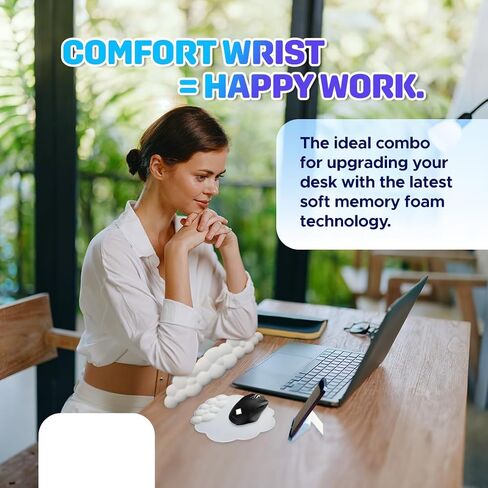 CLOUDIX Cloud Keyboard Wrist Rest Set, Mouse Pad, Phone Holder, Tablet Holder, Ergonomic Cloud Arm Wrist Pad with Memory Foam, Non-Slip Base for Typing Pain Relief, Home, Office, Laptop, Gaming (GREY) in Saudi Arabia