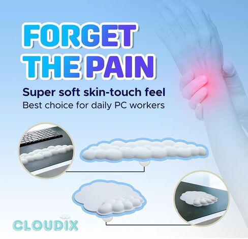 CLOUDIX Cloud Keyboard Wrist Rest Set, Mouse Pad, Phone Holder, Tablet Holder, Ergonomic Cloud Arm Wrist Pad with Memory Foam, Non-Slip Base for Typing Pain Relief, Home, Office, Laptop, Gaming (GREY) in Saudi Arabia