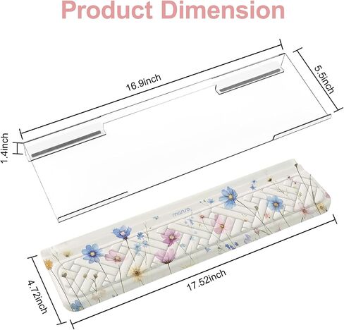 Mosiso Wrist Rest for Keyboard and Keyboard Stand Set ، Cosmos Flowers Flowers Ergonomic Wrist Rest ، وسادة خطوط المنسوجة غير المنسوجة مع حامل أكريليك سهل الطباعة للمكتب منزل ، أبيض in Saudi Arabia
