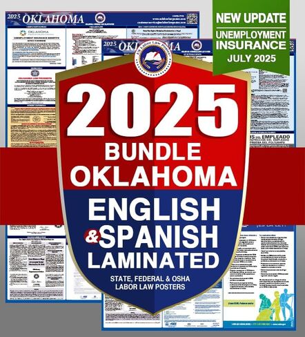 ملصق أوكلاهوما OK الكل في واحد للامتثال لقانون العمل والامتثال لقانون العمل لعام 2023 (الولاية الفيدرالية وإدارة السلامة والصحة المهنية) ورقة إنجليزية عادية in Kuwait