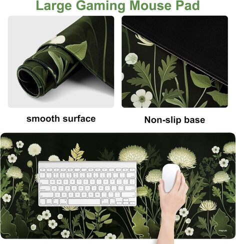 الدعم الراحة معصم Mosiso لمجموعة وسادة فأر لوحة المفاتيح ، والبرية chrysanthemum كبيرة mousepad ولوحة المفاتيح ووسادة الماوس والتوقف ، والموسى غير المريحة غير المنقولة مع رغوة الذاكرة لمكتب المنزل ، والأخضر in Saudi Arabia