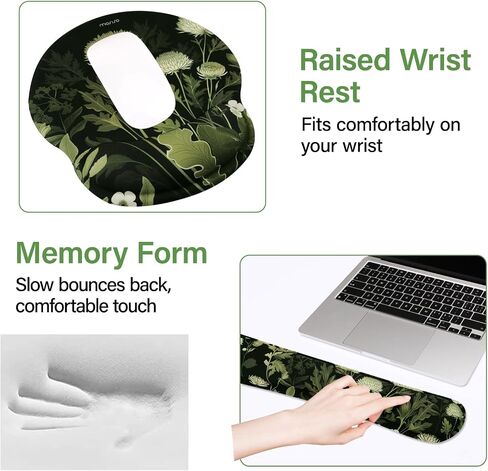 الدعم الراحة معصم Mosiso لمجموعة وسادة فأر لوحة المفاتيح ، والبرية chrysanthemum كبيرة mousepad ولوحة المفاتيح ووسادة الماوس والتوقف ، والموسى غير المريحة غير المنقولة مع رغوة الذاكرة لمكتب المنزل ، والأخضر in Saudi Arabia
