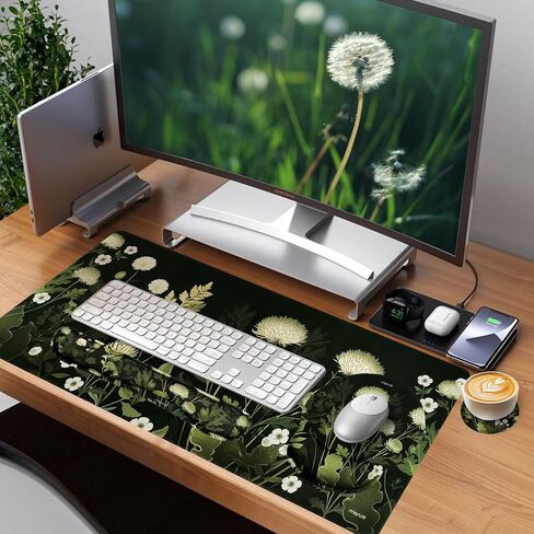 الدعم الراحة معصم Mosiso لمجموعة وسادة فأر لوحة المفاتيح ، والبرية chrysanthemum كبيرة mousepad ولوحة المفاتيح ووسادة الماوس والتوقف ، والموسى غير المريحة غير المنقولة مع رغوة الذاكرة لمكتب المنزل ، والأخضر in Saudi Arabia