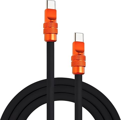 chubbycable Anodized 240W Reflective Shine Charge Cable Durable Soft Silicone USB C Cable Extra Thick Phone Charger Cord, Black+Orange,Type-C to Type-C, 9.8FT in Saudi Arabia
