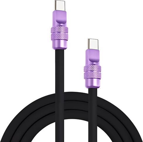 chubbycable Anodized 240W Reflective Shine Charge Cable Durable Soft Silicone USB C Cable Extra Thick Phone Charger Cord, Black+Orange,Type-C to Type-C, 9.8FT in Saudi Arabia