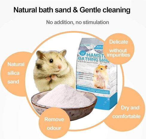 kathson Hamster Bath Sand with Bathroom Gerbil Grooming Sand Tiny Friends Farm Chinchilla Dust Bath Potty Litter Sand Mouse Dry Bath Sand Sandbox for Dwarf Hamster Rat Mice Small Hedgehog in Kuwait