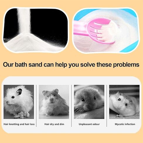 kathson Hamster Bath Sand with Bathroom Gerbil Grooming Sand Tiny Friends Farm Chinchilla Dust Bath Potty Litter Sand Mouse Dry Bath Sand Sandbox for Dwarf Hamster Rat Mice Small Hedgehog in Kuwait
