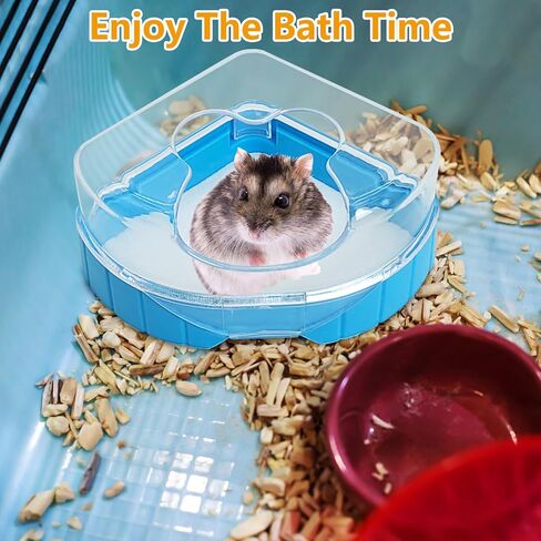 kathson Hamster Bath Sand with Bathroom Gerbil Grooming Sand Tiny Friends Farm Chinchilla Dust Bath Potty Litter Sand Mouse Dry Bath Sand Sandbox for Dwarf Hamster Rat Mice Small Hedgehog in Kuwait