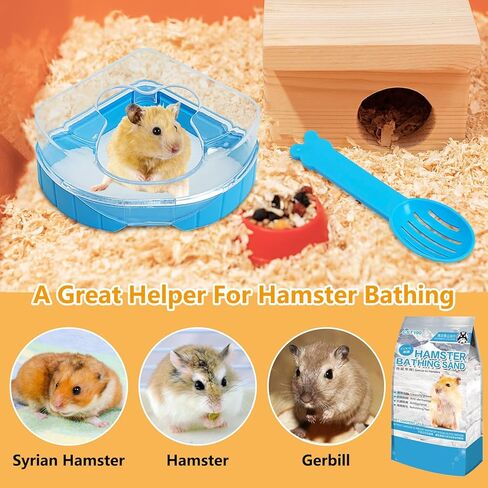 kathson Hamster Bath Sand with Bathroom Gerbil Grooming Sand Tiny Friends Farm Chinchilla Dust Bath Potty Litter Sand Mouse Dry Bath Sand Sandbox for Dwarf Hamster Rat Mice Small Hedgehog in Kuwait