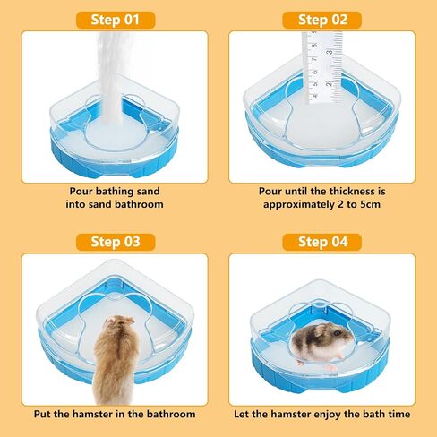 kathson Hamster Bath Sand with Bathroom Gerbil Grooming Sand Tiny Friends Farm Chinchilla Dust Bath Potty Litter Sand Mouse Dry Bath Sand Sandbox for Dwarf Hamster Rat Mice Small Hedgehog in Kuwait
