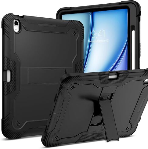 Bentoben for iPad Air 13 Inch Case (2024 تم إصداره جديدًا) ، وعرة شاقة 3 في 1 Kickstand Hybrid Three Detrection Cover مع حامل قابل للتعديل لـ iPad Air 13inch ، Black in Kuwait