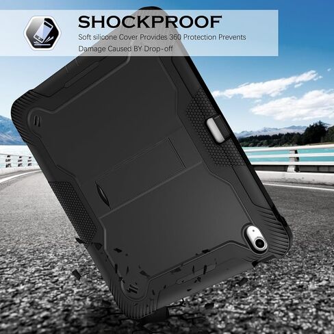 Bentoben for iPad Air 13 Inch Case (2024 تم إصداره جديدًا) ، وعرة شاقة 3 في 1 Kickstand Hybrid Three Detrection Cover مع حامل قابل للتعديل لـ iPad Air 13inch ، Black in Kuwait
