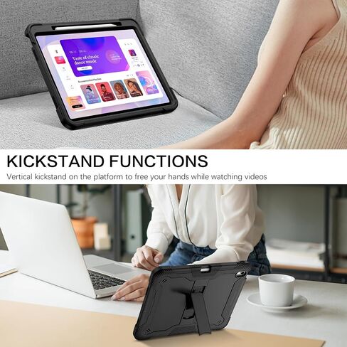 Bentoben for iPad Air 13 Inch Case (2024 تم إصداره جديدًا) ، وعرة شاقة 3 في 1 Kickstand Hybrid Three Detrection Cover مع حامل قابل للتعديل لـ iPad Air 13inch ، Black in Kuwait