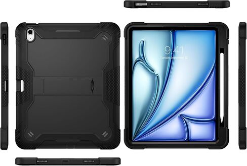 Bentoben for iPad Air 13 Inch Case (2024 تم إصداره جديدًا) ، وعرة شاقة 3 في 1 Kickstand Hybrid Three Detrection Cover مع حامل قابل للتعديل لـ iPad Air 13inch ، Black in Kuwait
