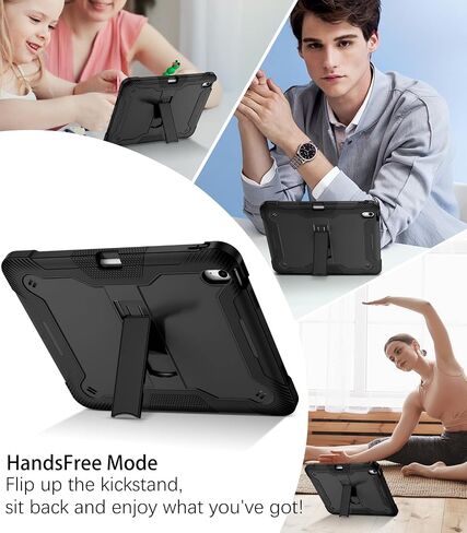 Bentoben for iPad Air 13 Inch Case (2024 تم إصداره جديدًا) ، وعرة شاقة 3 في 1 Kickstand Hybrid Three Detrection Cover مع حامل قابل للتعديل لـ iPad Air 13inch ، Black in Kuwait