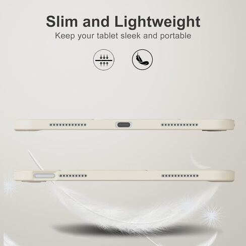 حالة لجهاز iPad (A16) 11 بوصة 2025/iPad 10th Generation 10.9 بوصة 2022 ، وغطاء واقعي خفيف وخفيف ، وغطاء ثلاثي المتقدم ، وظهر TPU الناعم ، ودعم اللمس ، والاستيقاظ التلقائي/النوم ، الكريم الأبيض in Kuwait