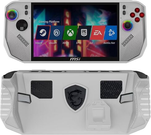 حالة وقائية لـ MSI Handheld Claw 8 AI+ A2VM Polar Tempest Edition فقط ، تغطية القبضة TPU الإكسسوارات مع قبضة و Kickstand من أجل MSI Claw 8 Polar Tempest (White) in Kuwait
