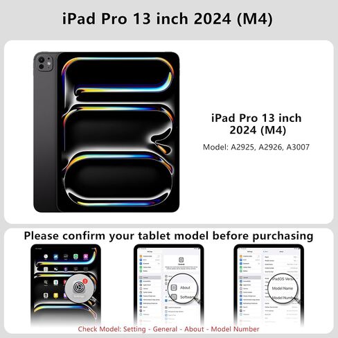 Case for iPad Pro 13 Inch 2024 (M4) ، [حامل مستقر للغاية] مع حامل قلم رصاص مدمج ، وغطاء واقعي نحيف مع Kickstand متعدد الزوايا ، حالة صدمية مقاومة للصدمات لـ iPad Pro 13 ، Black in Kuwait