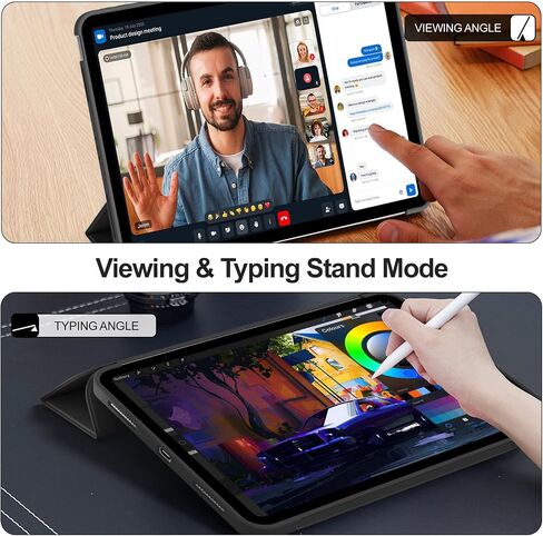 حالة لجهاز iPad (A16) 11 بوصة 2025/iPad 10th Generation 10.9 بوصة 2022 ، وغطاء واقعي خفيف وخفيف ، وغطاء ثلاثي المتقدم ، وظهر TPU الناعم ، ودعم اللمس ، والاستيقاظ التلقائي/النوم ، الكريم الأبيض in Kuwait