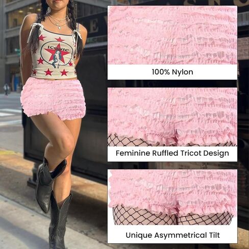 Malco Modes Booty Boy Short Bloomers for Lolita Clothes | Pink Large Ruffle Booty Shorts for Womens Dresses in Saudi Arabia
