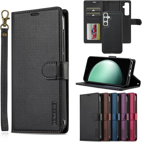 HAII for Samsung Galaxy S25 FE Case, 2 in1 Multifunctional Detachable Wallet Phone Case for Men Women with RFID Blocking Wrist Strap Shockproof Protective Case (Red) in Kuwait