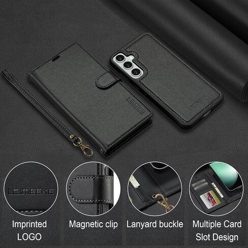 HAII for Samsung Galaxy S25 FE Case, 2 in1 Multifunctional Detachable Wallet Phone Case for Men Women with RFID Blocking Wrist Strap Shockproof Protective Case (Red) in Kuwait