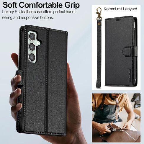 HAII for Samsung Galaxy S25 FE Case, 2 in1 Multifunctional Detachable Wallet Phone Case for Men Women with RFID Blocking Wrist Strap Shockproof Protective Case (Red) in Kuwait