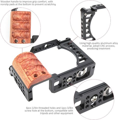 Denash Camera Cage Kit ، CNC Process Aluminy Aluminium ripoy for A7C in Saudi Arabia