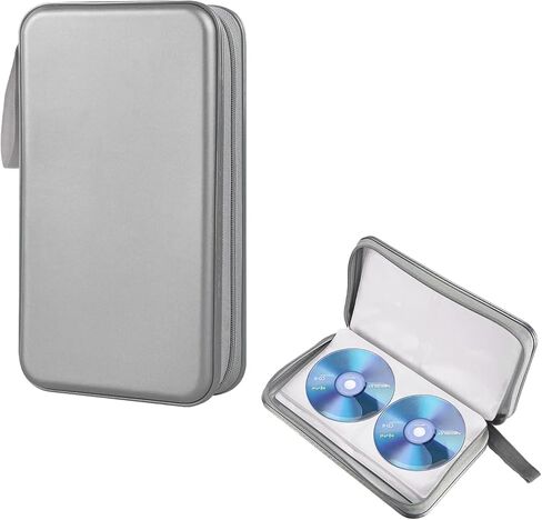 Car DVD Case, 96 Capacity CD Case Organizer Portable Hard Plastic DVD Storage Holder, CD Disc Storage Wallet Organizer for Vehicle Home Office Travel, Car Accessories (Gray) in Kuwait