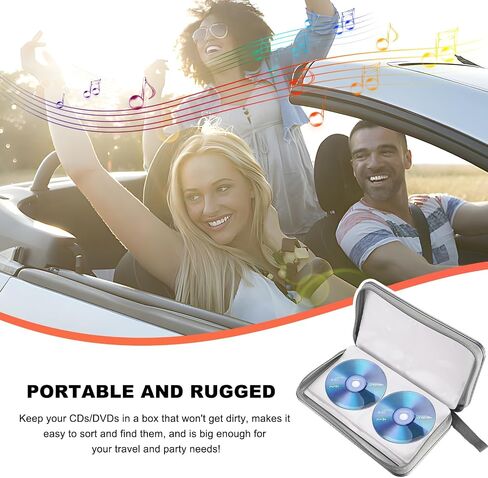 Car DVD Case, 96 Capacity CD Case Organizer Portable Hard Plastic DVD Storage Holder, CD Disc Storage Wallet Organizer for Vehicle Home Office Travel, Car Accessories (Gray) in Kuwait