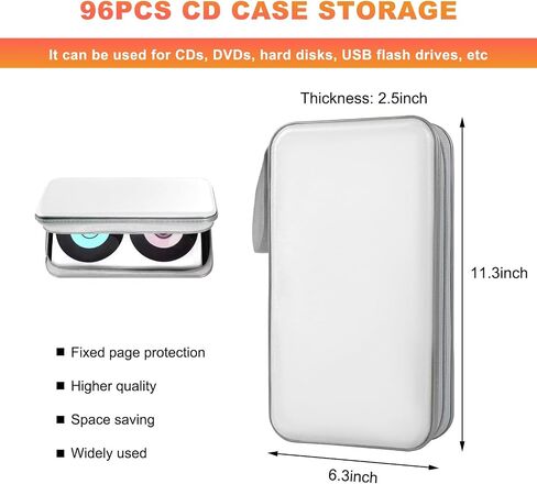 Car DVD Case, 96 Capacity CD Case Organizer Portable Hard Plastic DVD Storage Holder, CD Disc Storage Wallet Organizer for Vehicle Home Office Travel, Car Accessories (Gray) in Kuwait