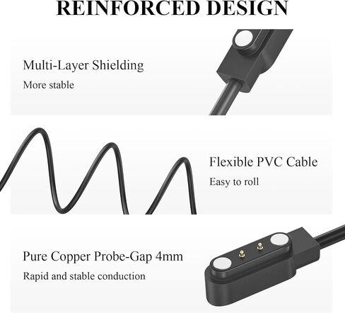 2Pack لـ Gloryfit Smart Watch Charger Cable ، كابل شحن USB المغناطيسي 3.3 قدم لـ Gloryfit T80 T70 T60 T50 P99 P98 Smart Watch (2 PIN تباعد 4 مم) in Kuwait