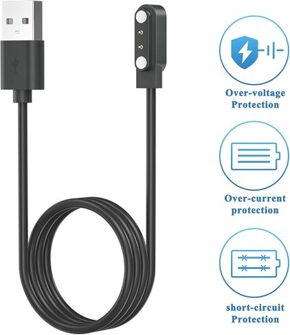 2Pack لـ Gloryfit Smart Watch Charger Cable ، كابل شحن USB المغناطيسي 3.3 قدم لـ Gloryfit T80 T70 T60 T50 P99 P98 Smart Watch (2 PIN تباعد 4 مم) in Kuwait