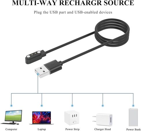 2Pack لـ Gloryfit Smart Watch Charger Cable ، كابل شحن USB المغناطيسي 3.3 قدم لـ Gloryfit T80 T70 T60 T50 P99 P98 Smart Watch (2 PIN تباعد 4 مم) in Kuwait