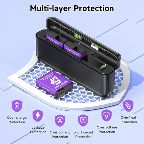 Palogreen Osmo Action Extreme Battery Plus 2-Pack (2250 MAH) توافق DJI Osmo 360 ، Osmo Action 5 Pro ، Osmo Action 4 ، Osmo Action 3 مع شاحن سريع ثلاثي القنوات in Kuwait