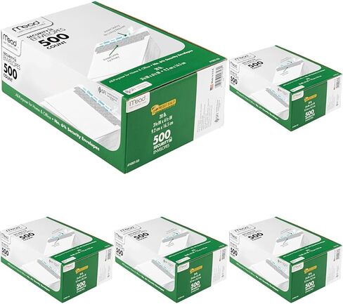 Mead Envelopes, Self Seal, Self Adhesive Closure, #6-3/4 Small Envelopes, Self Seal, Security Printed Lining for Privacy, 500 Per Box (742021) in Kuwait