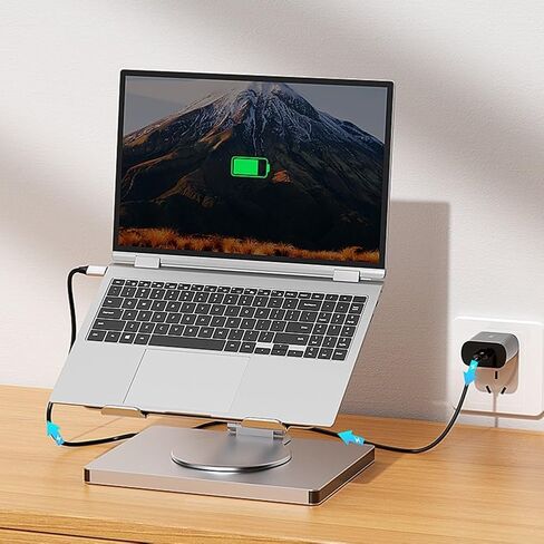 حامل كمبيوتر محمول قابل للتعديل ، حامل كمبيوتر محمول ومحطة الإرساء مع تصميم دوارة منفذ منافذ من النوع C 4K Gigabit للبث أو الألعاب أو أي مهام كثيفة النطاق الترددي in Kuwait